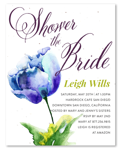 Wildflower Bridal Shower Invitations | Wild Blue