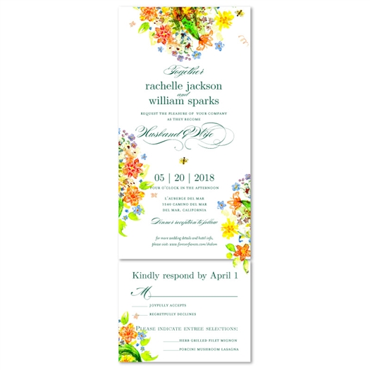 Wildflowers Wedding Invitations | Wild Song with colorful flowers and birds