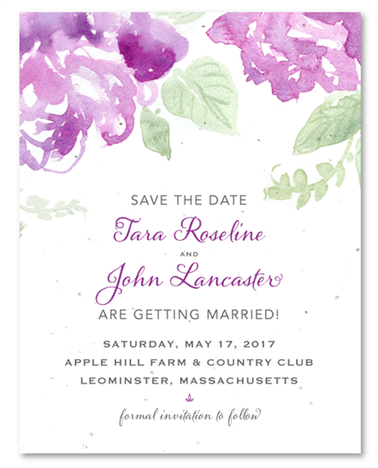 Purple Flower Save the Date Cards | Antique Blooms