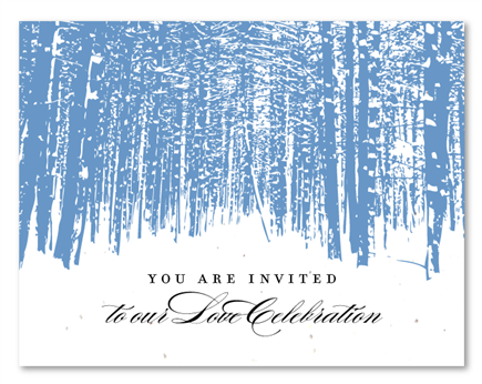 Winter Wedding Invitations on White seeded paper - Aspen Forest by ForeverFiances Weddings