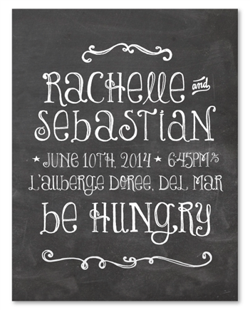 Chalk Dinner Rehearsal Invitations ~ Be Hungry (100% recycled chalk paper)