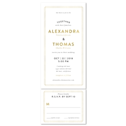 elegant modern invitations | Beverly Hills with a gold border.