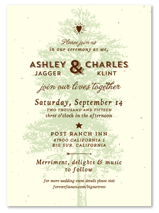 Big Sur Wedding Invitations Tree | Big Sur Trails