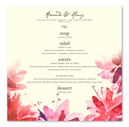 Unique Wedding Menu ~ Botanical Blooms