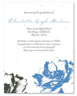 Plantable Graduation Announcement Cards ~ Drawn Poppies