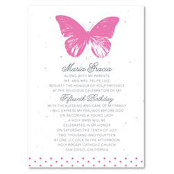 Butterfly Quinceanera Invitations on seeded paper ~ Pink Butterfly