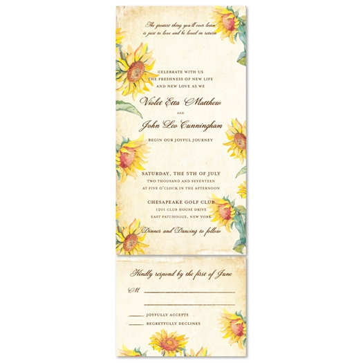 Vintage Sunflower Wedding Invitations | Country Sunflower