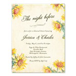 Country Sunflower rehearsal dinner invitations with vintage paper