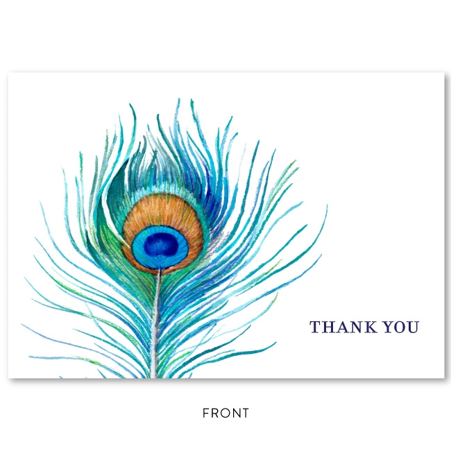 Peacock Feather Thank you cards Greeting