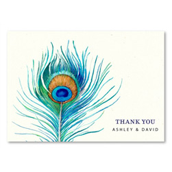 Personalized Peacock Feather Thank you cards by ForeverFiances Weddings