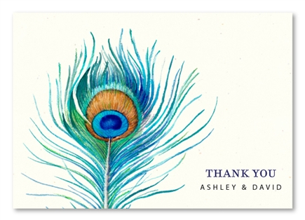 Personalized Peacock Feather Thank you cards by ForeverFiances Weddings