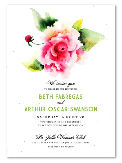 Rose Invitation on plantable paper | Divine Rose