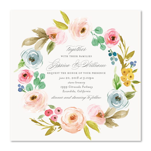Wildflowers Wreath Wedding Invitations | Elegant Botany