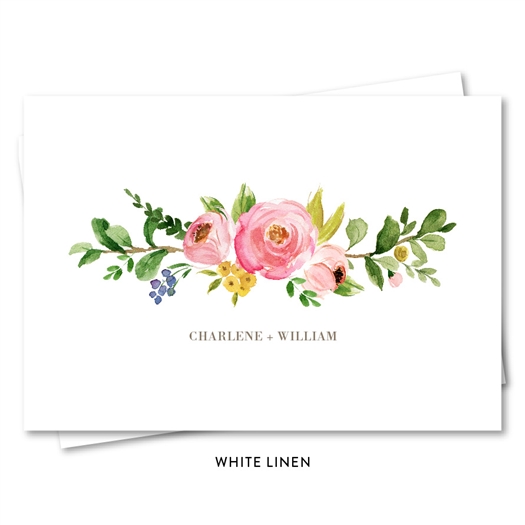 Floral Wedding Thank you notes with pink roses | Elegant Botany