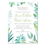 Eucalyptus Wedding Invitations | Enchanted Botany with Teal and green leaves
