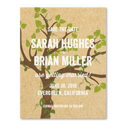 Whimsical Tree Wedding save the date Cards on kraft brown paper | Fairy Woods