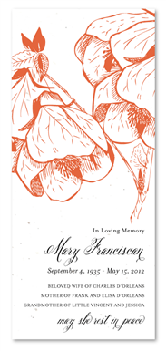 Wildflower Funeral Cards ~ Forever Poppy (plantable into wildflowers)