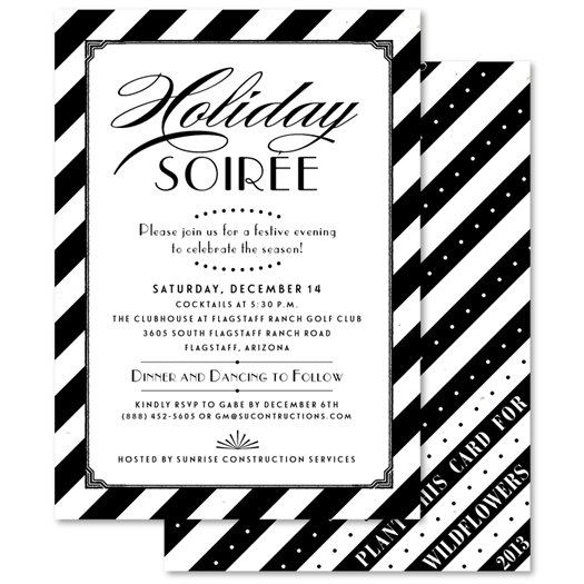 Black Tie Business Invitations on Exclusive White Seeded Paper ~ Art Deco (plantable) by Green Business Print