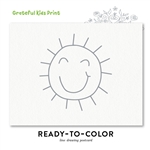 Line Drawing Children thank you cards | Ready to color  (100% recycled paper)  | Grateful Kids Print