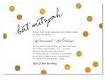 Gold Polka Dots Bat Mitzvah Invitations  (100% recycled paper)