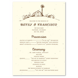 Happy Barn Wedding Programs on Cream seeded Paper