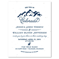 Rockies Mountains Wedding Invitations on White seeded paper