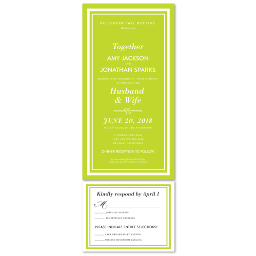 Green Wedding Invitations | The Love of Green (recycled paper)
