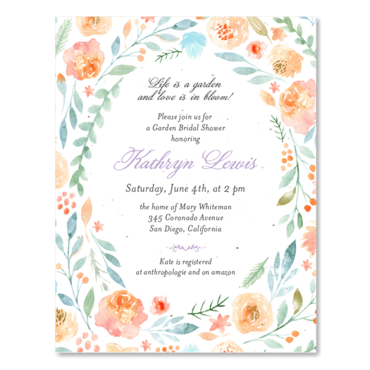Bridal Shower Invitations pastel flowers