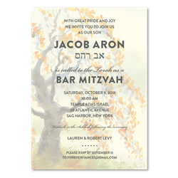 Fall tree Bar Mitzvah Invitations | Mighty Fall Tree