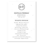 Classic Monogram Wedding Programs on White seeded Paper