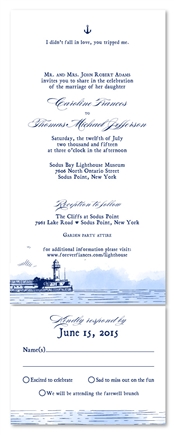 Unique Wedding Invitations ~ New England Lighthouse (100% recycled paper)