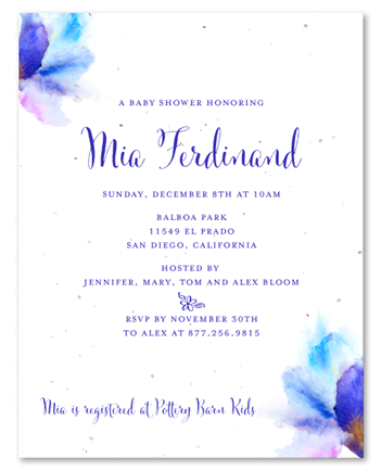 Baby Shower Invitations ~ Painted Iris on seeded paper