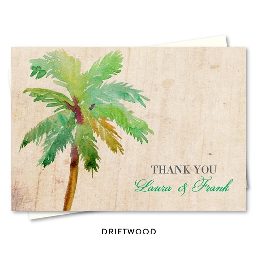 Palm Tree Thank you cards | Paradise Island on Driftwood paper by ForeverFiances Weddings