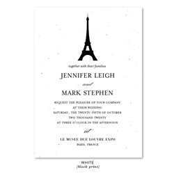 Paris Eiffel Tower Wedding Invitations * white wildflowers seeds paper