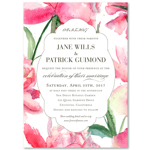 Peony Wedding Invitations on plantable paper | Peonies Dream