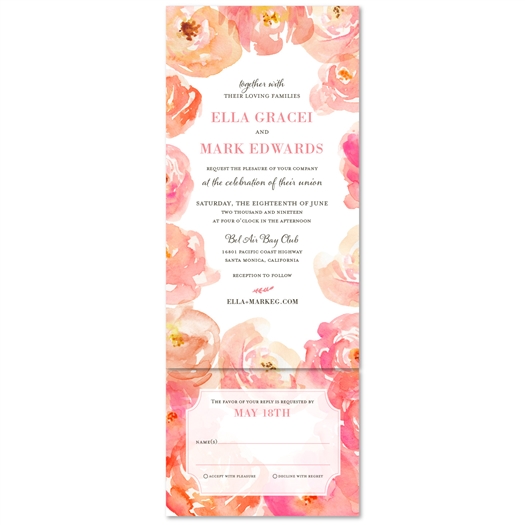 pink peony Wedding Invitations watercolor