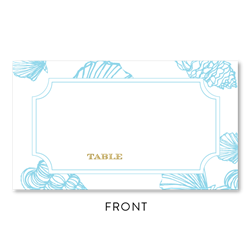 Sea Shell Wedding Place Cards in ocean blue