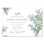 Eucalyptus tree Wedding Invitations | Sophisticated Greenery with Teal and green leaves