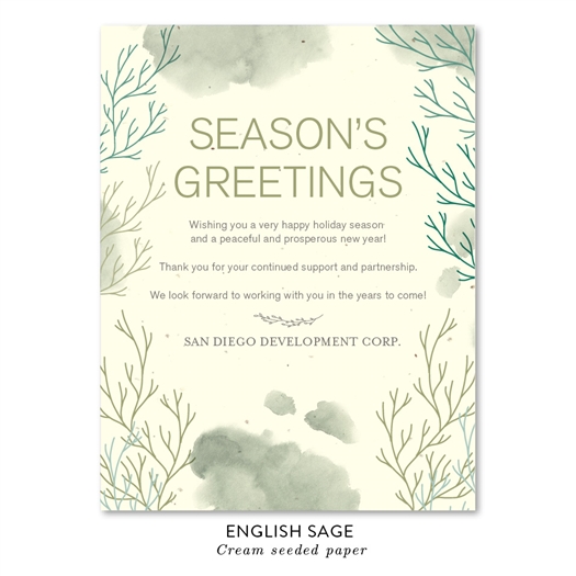 Beach Inspired Corporate Holiday Cards | South Coast with English Sage green
