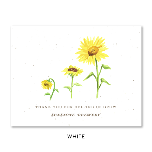 Sunflower Business thank you cards | Sunflower Growth on white seeded paper