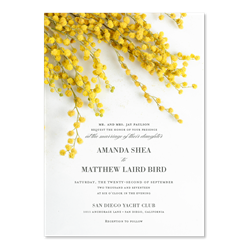 Acacia Flower Wedding Invitations with yellow mimosa