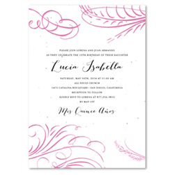 Pink Quinceanera Invitations on seeded paper ~ Floral Swirls