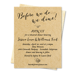 Rustic Kraft Rehearsal dinner cards with vintage brown paper