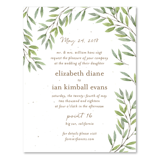 California wild coast wedding invitations on seeded paper