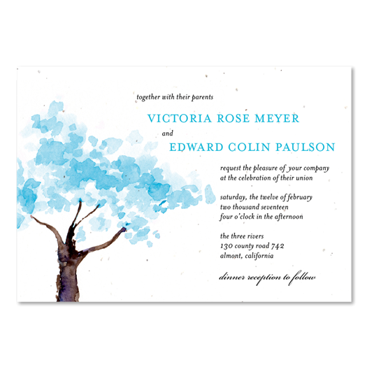 Watercolor Wedding Invitation on plantable paper ~ Winter Blooms by ForeverFiances Weddings (Purple ,Plum)