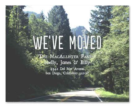 California Moving Announcement Postcards