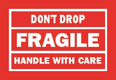 DL-1775: 4" X 6" DON'T DROP FRAGILE HANDLE