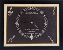 Slate clock personalised for music lovers