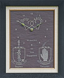 Personalised Engagement clock with family crests