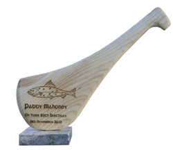 Hobby Hurley gift idea. Engraved Ash hurley mounted on marble base